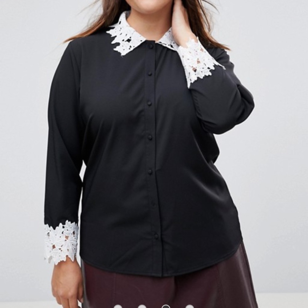 ASOS Fashion Union Button Up Crochet Collar Shirt